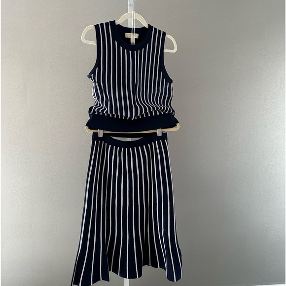 Michael Kors Navy/White stretch viscose 2 piece dress - Picture 3 of 5